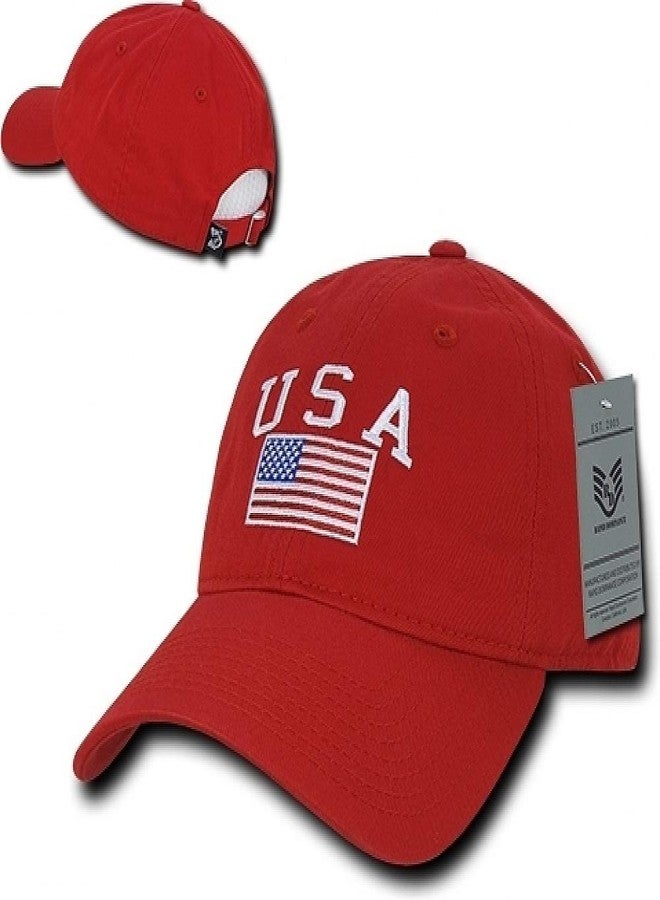 Rapid Dominance Relaxed Graphic Cap, USA Flag, Red - Image 2